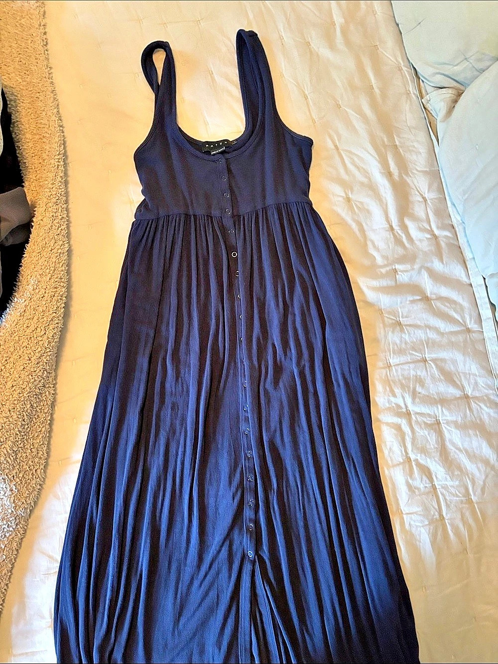HATCH The Softest Rib Nursing Dress Maxi in Blue